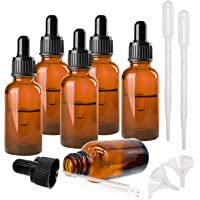 Los mejores  - Frascos cuentagotas de vidrio marrón de 30 ml- con pipetas cuentagotas de vidrio- para laboratorio- aceite esencial…